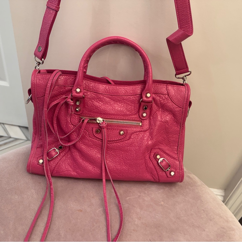 Balenciaga Fuchsia Leather Satchel
